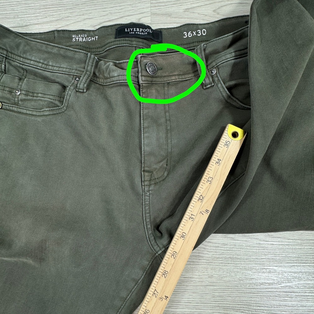 Liverpool Mens Pants Relaxed Straight Pistachio Green 36x30 Stretch Twill Casual - Picture 3 of 9